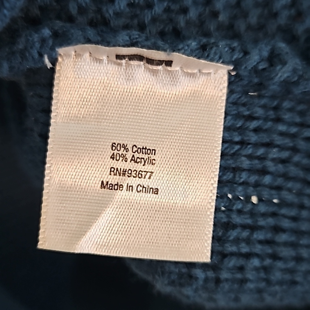 A.N.A Aqua Blue Cold Shoulder Cable Knit Sweater Large - Picture 6 of 6